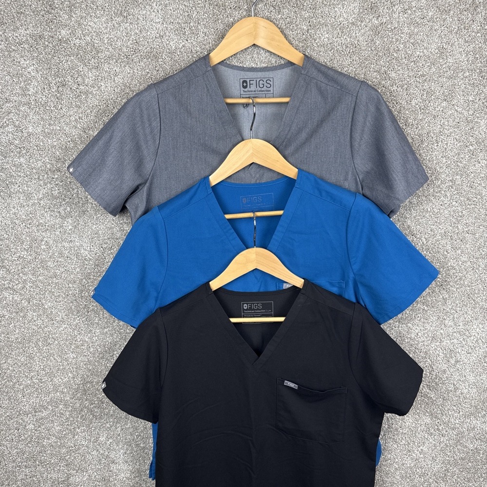 Figs Women’s Scrub Tops - Gray, Blue, Black - V-Neck